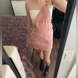 blush pink overall dress